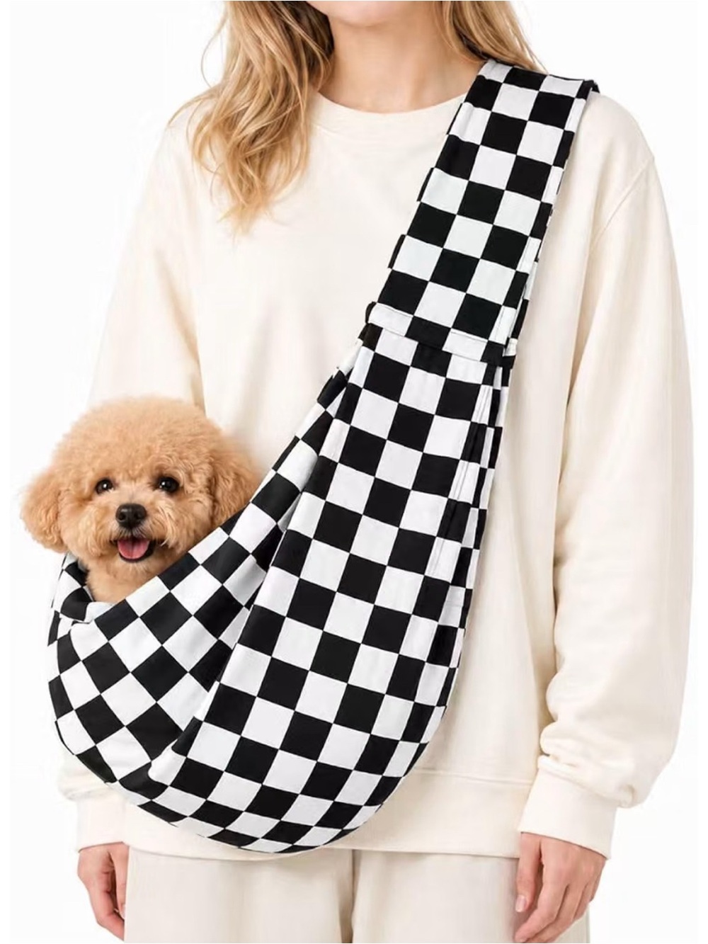 Amazon Black and White Checkered Pet Sling Carrier